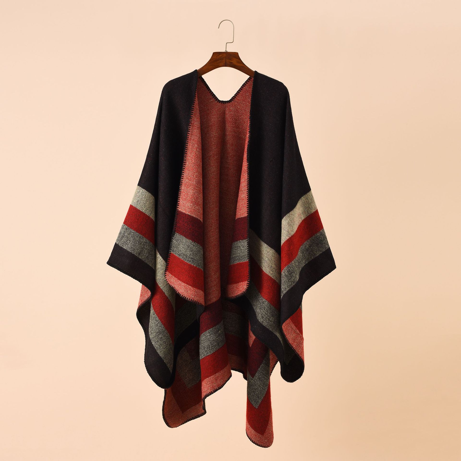 Cashmere Scarf Wrap - 女性のための暖かい市松模様のポンチョ、特大のショールとラップ、カシミヤパシュミナ、女性のファッション、新しい、冬、2024