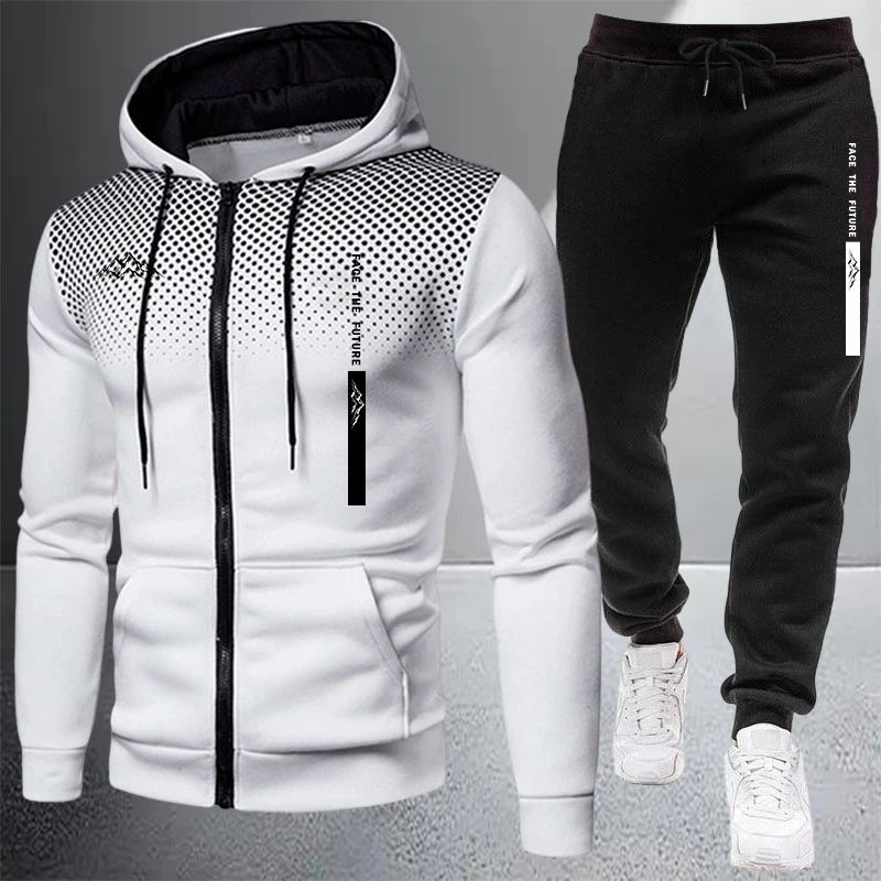 Winter Clothing Essentials - ホットセール メンズジャケット トラックスーツ カジュアル ジップアップ ドット柄