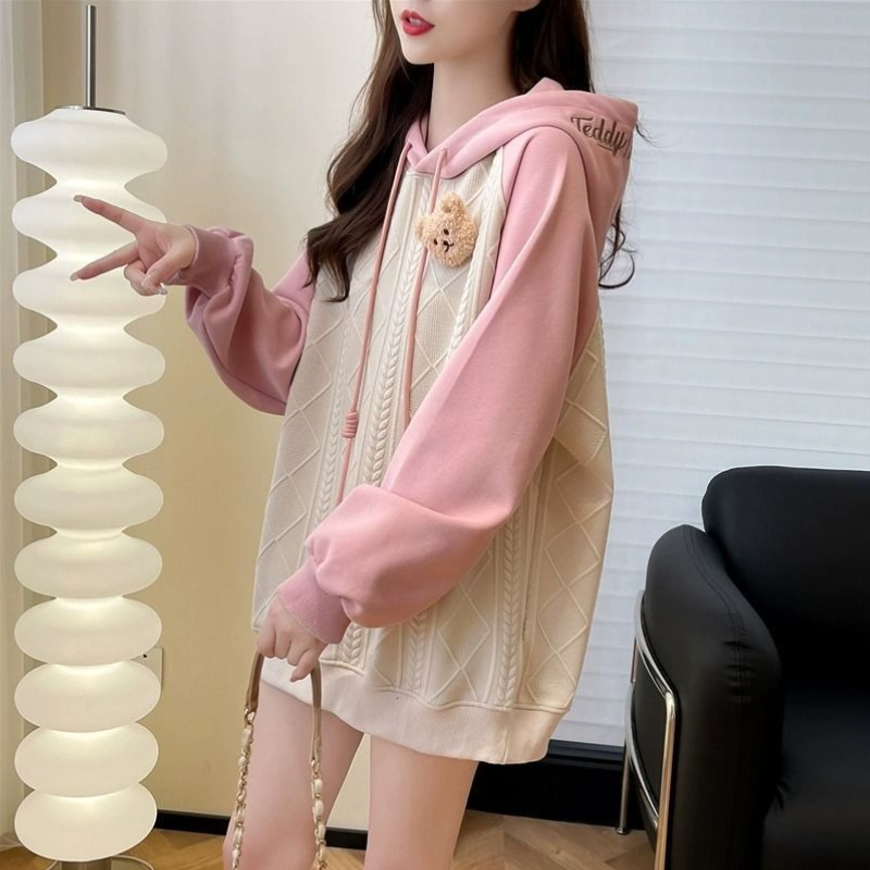 Winter Clothing Essentials For Women - ピンクの女性のフード付きトップかわいい Y 2k ヴィンテージ韓国ストリート Y2k 服必須長袖かわいい女性のパーカースウェット