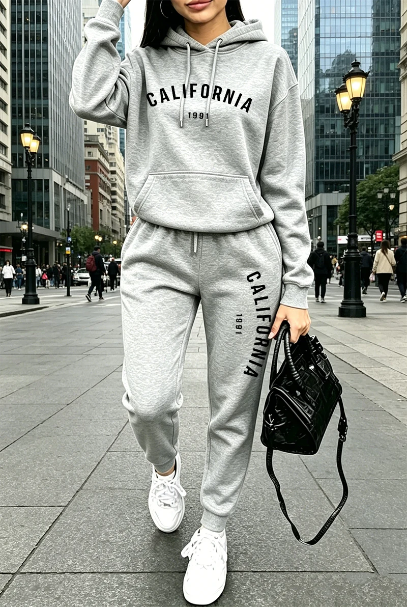 Winter Clothing For - ホットセール レディース トラックスーツ プリント入り カジュアル フーディー
