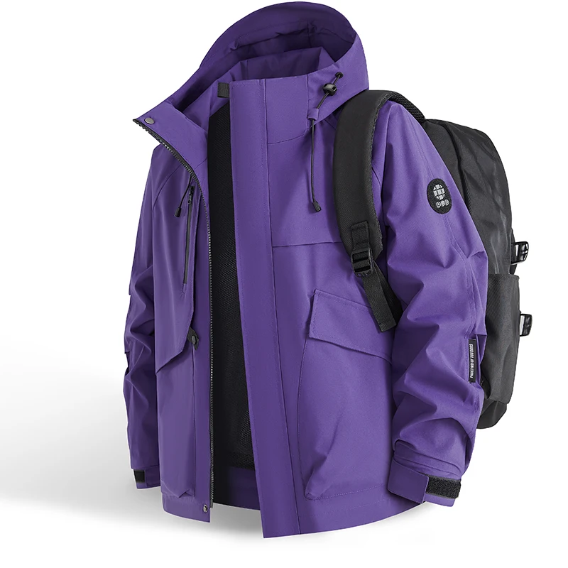 Windproof Jacket Softshell - 防水ジャケット男性屋外ハイキングキャンプウインドブレーカーフード付きソフトシェルジップアップコート軽量ユニセックス春秋コート
