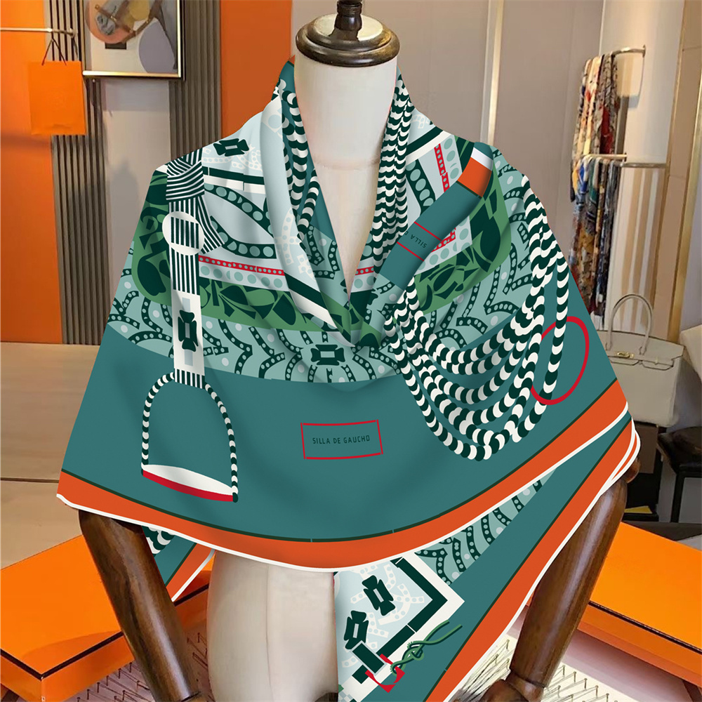 Cashmere Scarf Wrap - シルクカシミヤスカーフ女性手動手巻きショール馬サドルスクエアスカーフラップバンダナ高級ブランドヒジャーブ女性スカーフ