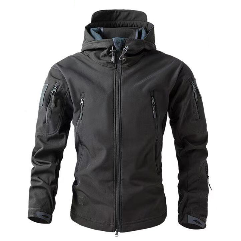 Windproof Jacket Softshell - シャークスキン ソフトシェル タクティカルジャケット 迷彩ジャケット フリース フード付きコート