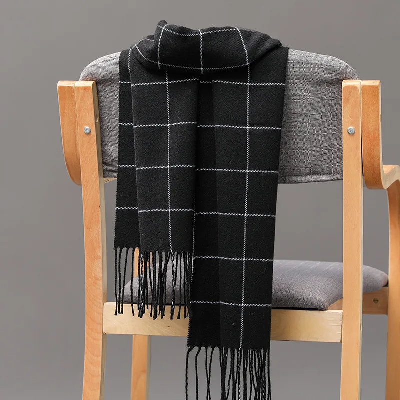 Cashmere Scarf Wrap - 2023 新しい冬の男性スカーフ保温カシミヤスカーフカジュアルブランドデザイナーパシュミナネッカチーフタッセルビジネスショールラップ