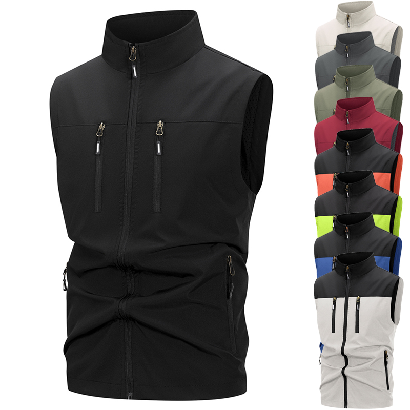 Winter Clothing Essentials - メンズ軽量ソフトシェルベスト ジッパーポケット付き 防風 ノースリーブジャケット ハイキング ゴルフ