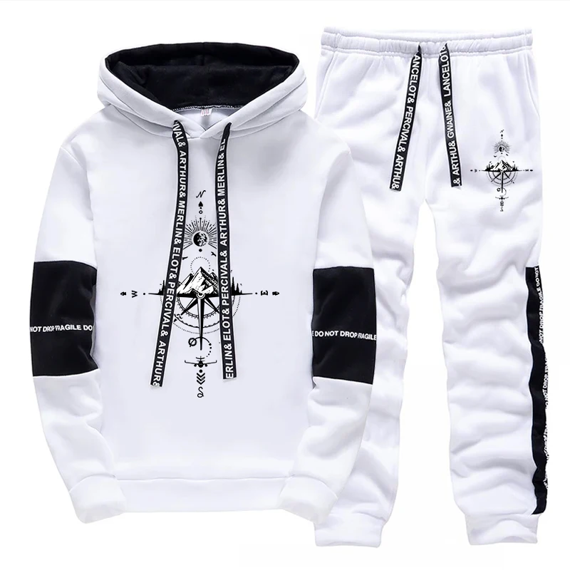 Winter Clothing For - 秋冬新作メンズトラックスーツ ファッションカジュアル フード付きスウェットシャツ アウトドアスポーツジョギングウェア デイリーシングル フーディーパンツ