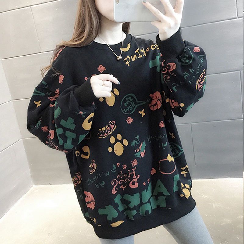 Winter Clothing Essentials For Women - カジュアルプリントルーズレディーススウェットシャツ Y2k ヴィンテージ韓国服 2025 トレンド Kpop