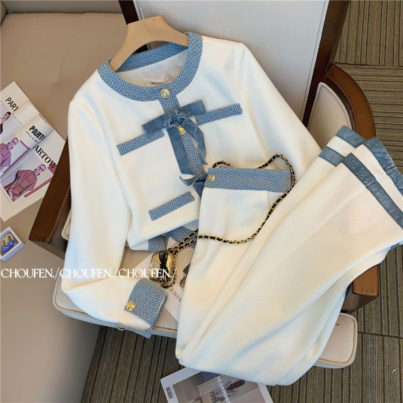 Jack Winter Clothing - 女性のためのヴィンテージのジャカードスーツ,女性のためのエレガントなスーツ,ジャカード,トップスとパンツ,マッチングセット,ツイード,香りの白い服