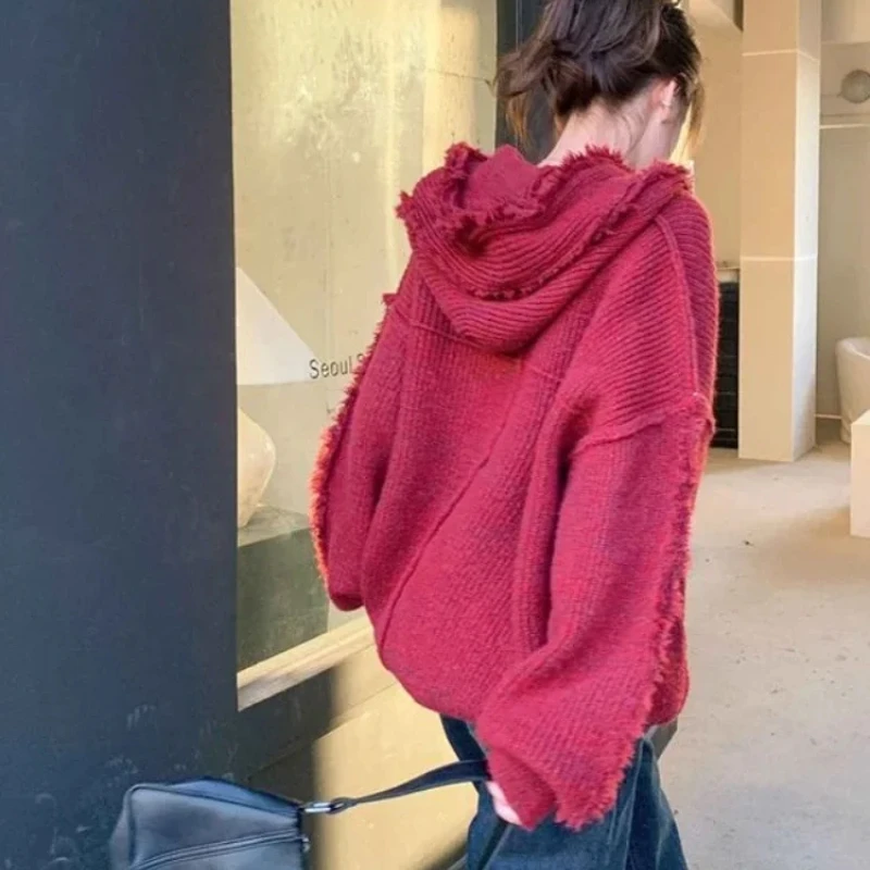 Winter Clothing Essentials For Women - 厚手のフード付きスウェットシャツ,女性用,暖かいトップス,冷たい赤,韓国の服,エッセンシャルコート,安い,秋冬,新品