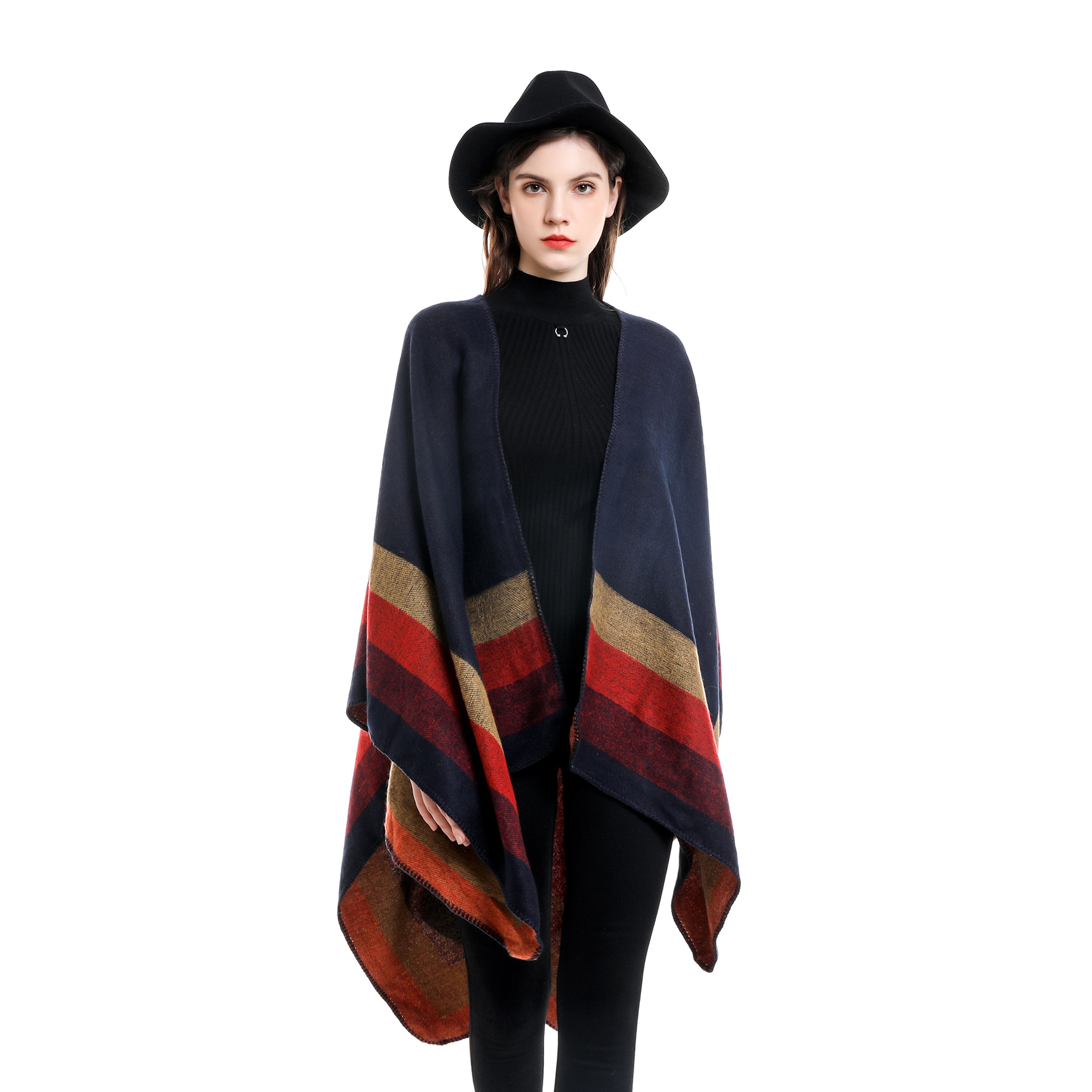 女性のための暖かい市松模様のポンチョ、特大のショールとラップ - Cashmere Scarf Wrap のレビューと価格
