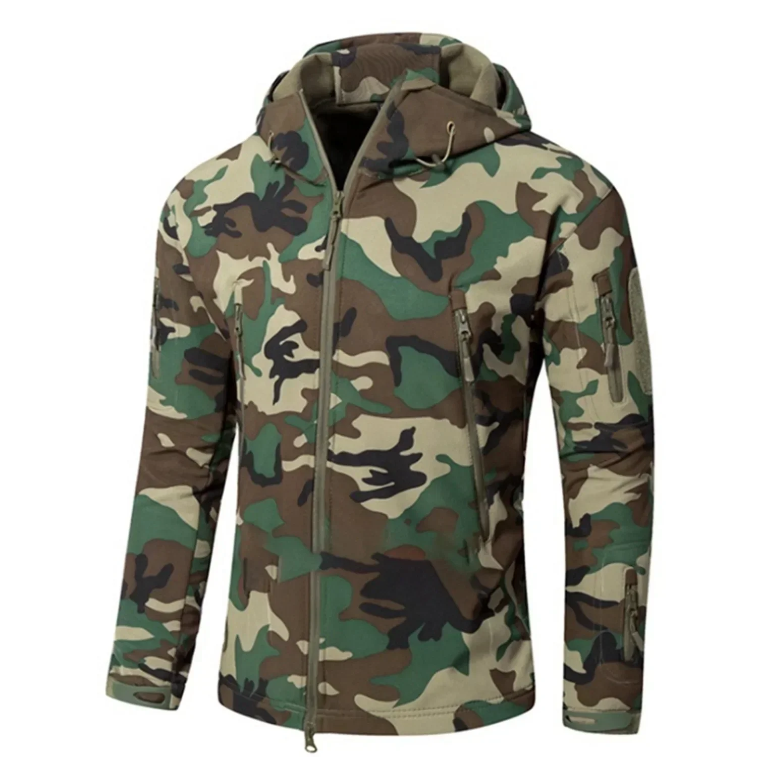 新しいハイキングジャケット秋メンズ迷彩フリースジャケット戦術 - Windproof Jacket Softshell のレビューと価格