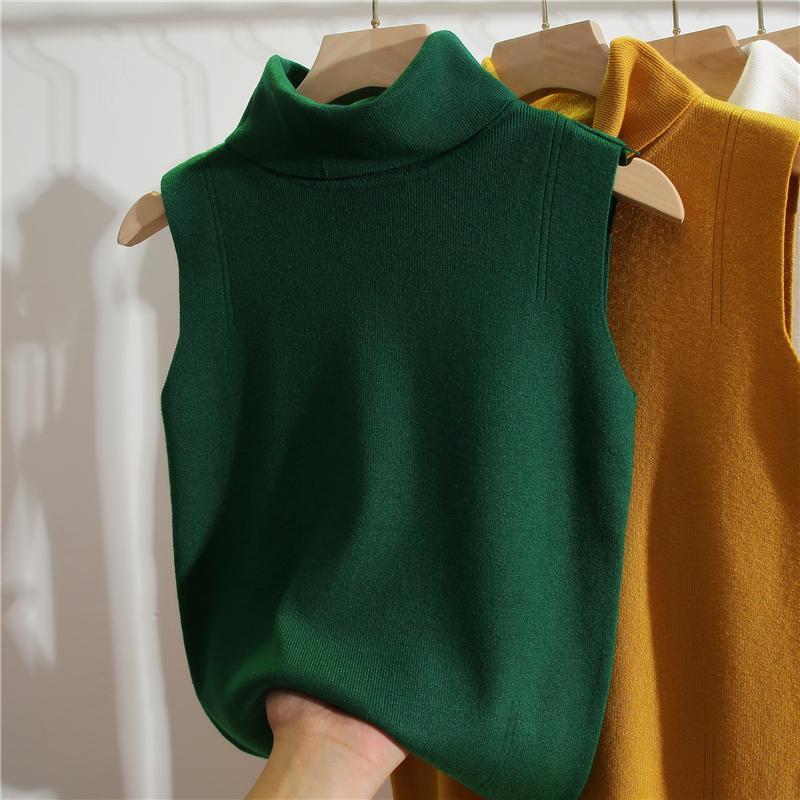 タートルネック ノースリーブ スリムフィット ニットトップ  - Winter Clothing Essentials For Women のレビューと価格