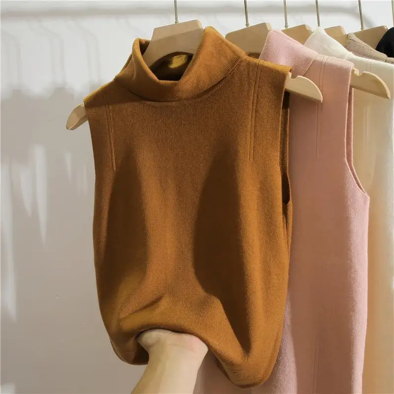 タートルネック ノースリーブ スリムフィット ニットトップ  - Winter Clothing Essentials For Women のレビューと価格