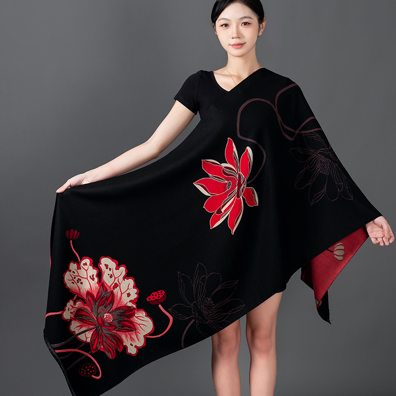 女性の冬のショールカシミヤスカーフ花柄ショールラップパシュミ - Cashmere Scarf Wrap のレビューと価格