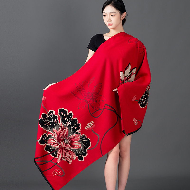 女性の冬のショールカシミヤスカーフ花柄ショールラップパシュミ - Cashmere Scarf Wrap のレビューと価格
