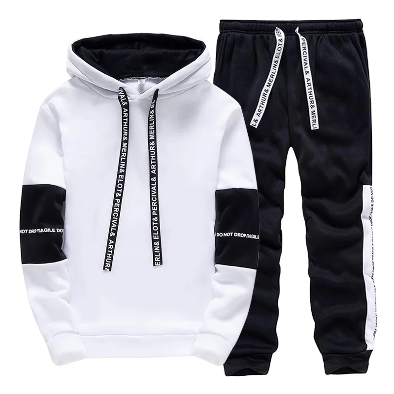 トラックスーツ男性用カジュアルフード付きスウェットシャツアウ - Winter Clothing For のレビューと価格