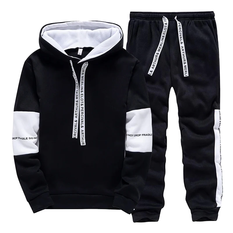 トラックスーツ男性用カジュアルフード付きスウェットシャツアウ - Winter Clothing For のレビューと価格