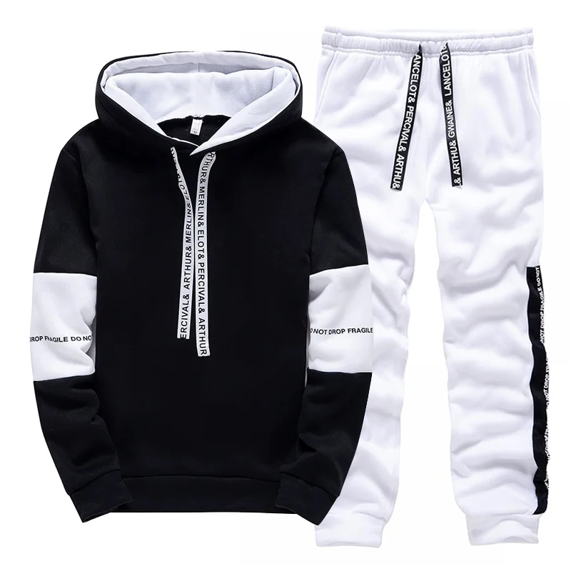 トラックスーツ男性用カジュアルフード付きスウェットシャツアウ - Winter Clothing For のレビューと価格
