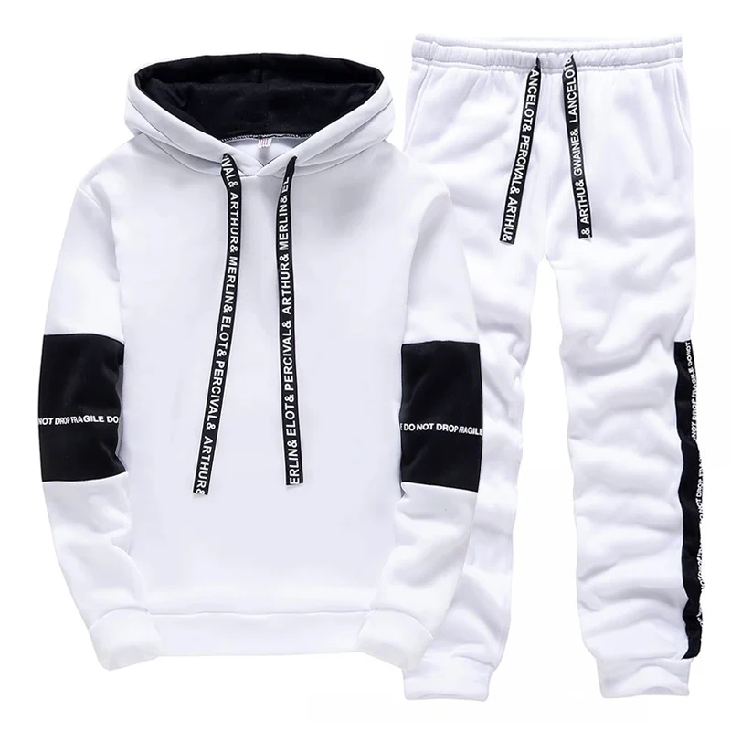 トラックスーツ男性用カジュアルフード付きスウェットシャツアウ - Winter Clothing For のレビューと価格