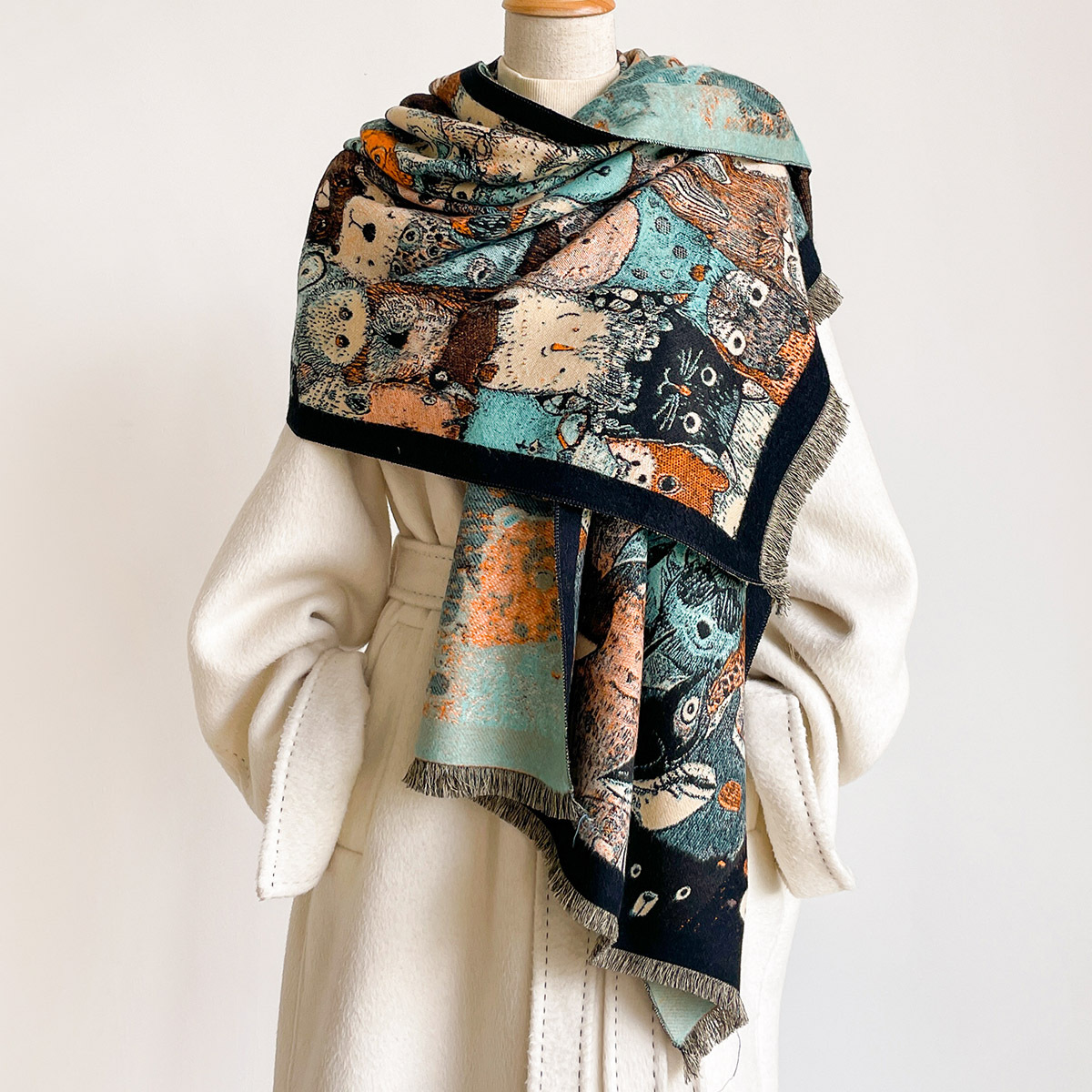 女性用イミテーションカシミヤスカーフ 厚手で暖かいショール  - Cashmere Scarf Wrap のレビューと価格