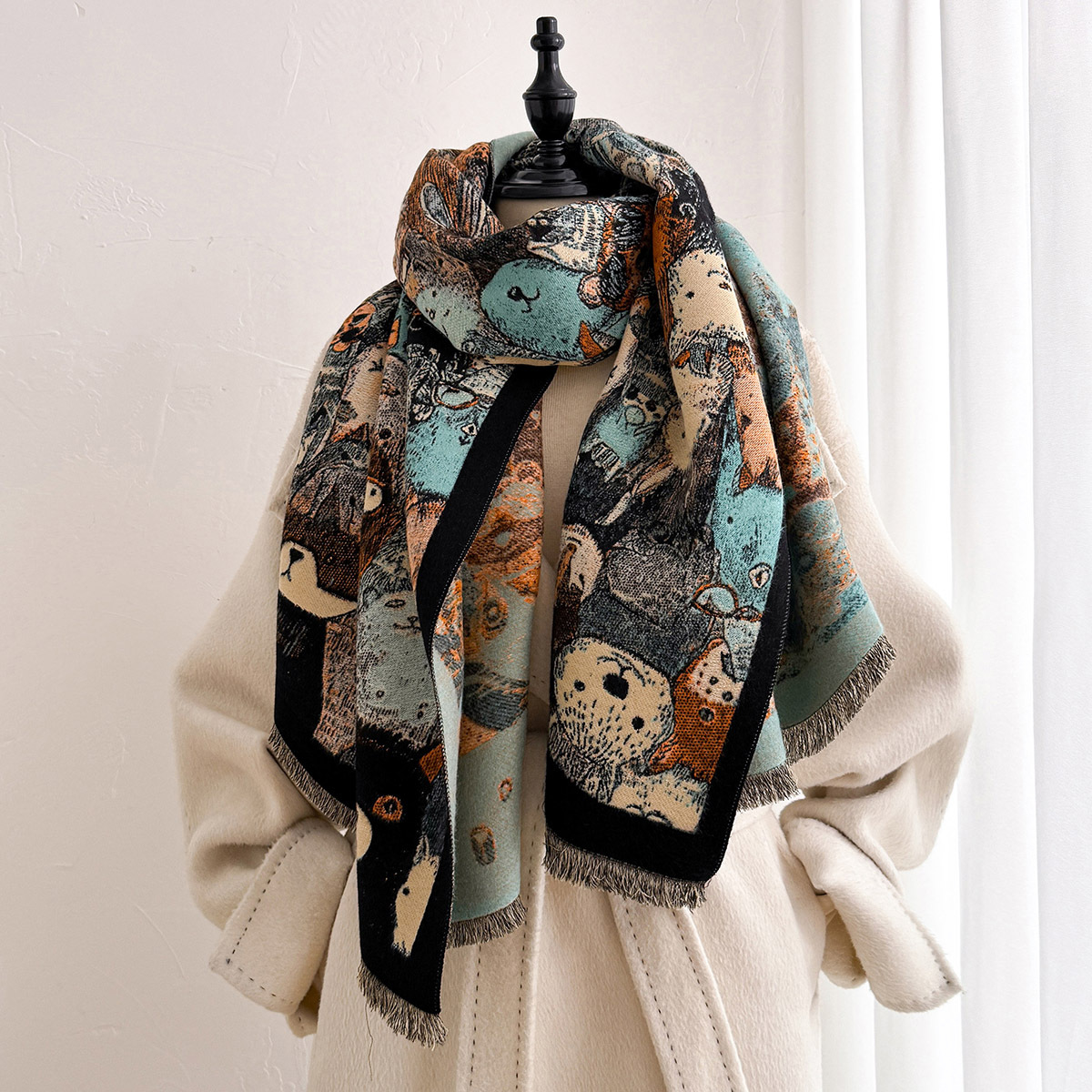 女性用イミテーションカシミヤスカーフ 厚手で暖かいショール  - Cashmere Scarf Wrap のレビューと価格