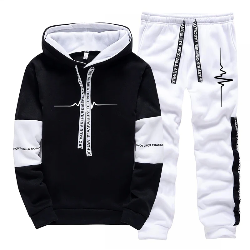 メンズトラックスーツ 高品質カジュアルフード付きスウェットシ - Winter Clothing For のレビューと価格
