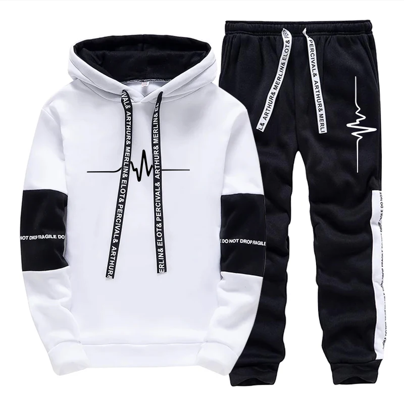 メンズトラックスーツ 高品質カジュアルフード付きスウェットシ - Winter Clothing For のレビューと価格