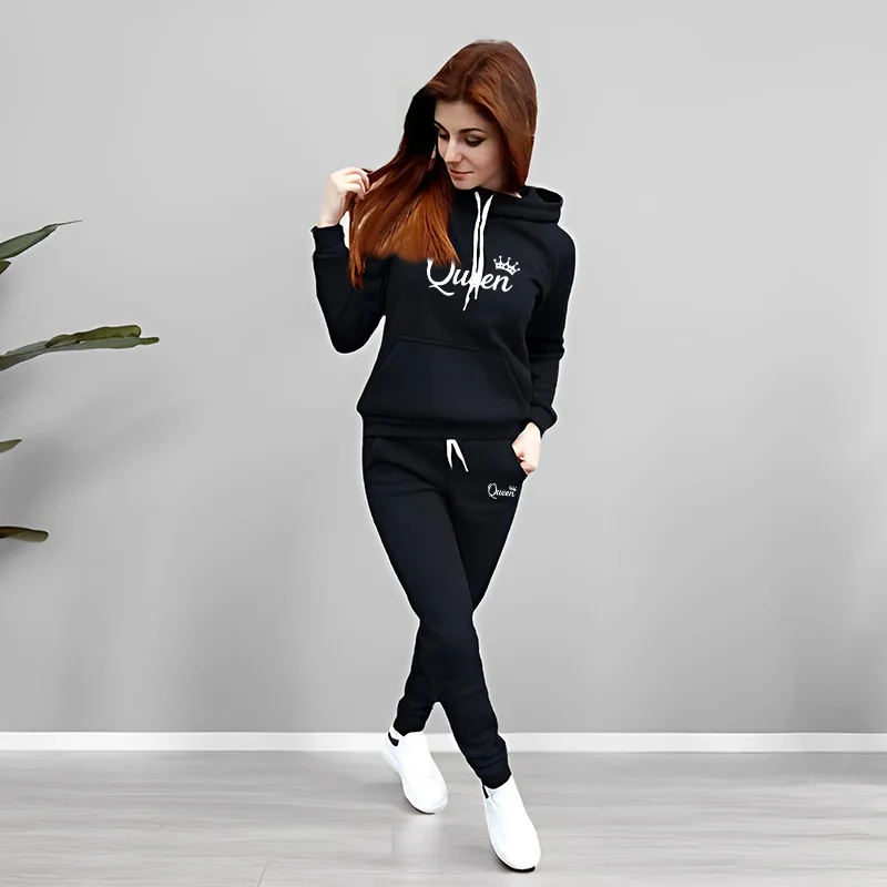 レディーストラックスーツ クイーンレタープリント フード付き - Winter Clothing For のレビューと価格