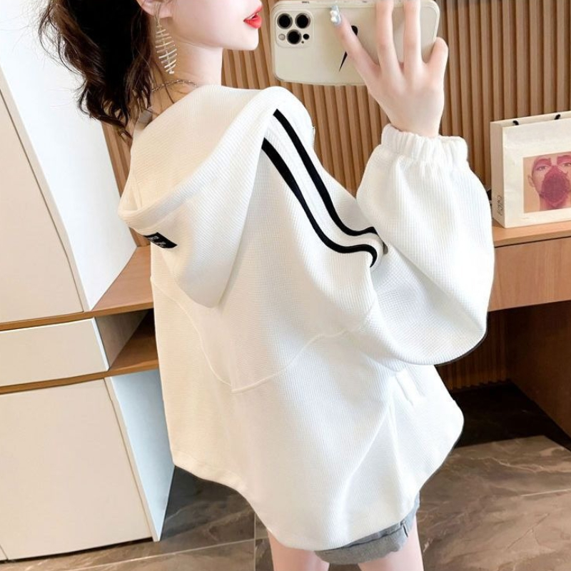 ジッパー付きのカラーコントラストレディースパーカースウェット - Winter Clothing Essentials For Women のレビューと価格