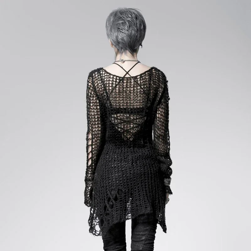 パンク刻印-女性のための壊れたストライプのセーター、ゴシック - Winter Clothing Visuals のレビューと価格