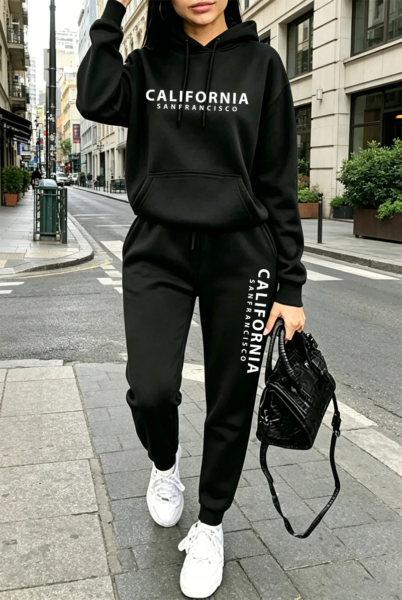高品質レディーストラックスーツプリントカジュアルフーディスウ - Winter Clothing For のレビューと価格