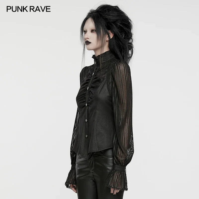 パンクレイブゴシックランタンスリーブプリーツビジュアルシャツ - Winter Clothing Visuals のレビューと価格
