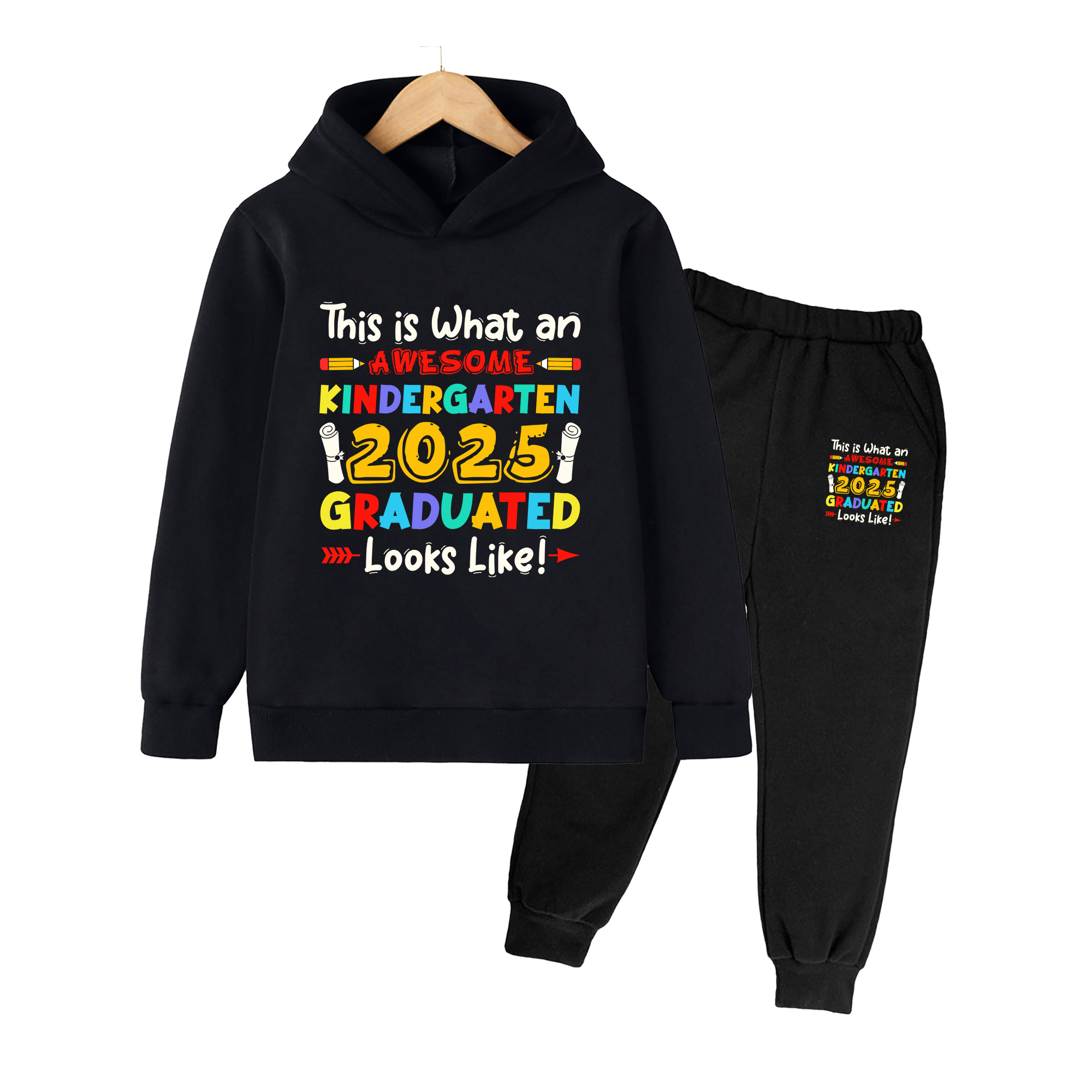 キッズ用パーカー＆パンツセット、カラフルな2025年幼稚園卒 - Winter Clothing Kindergarten のレビューと価格