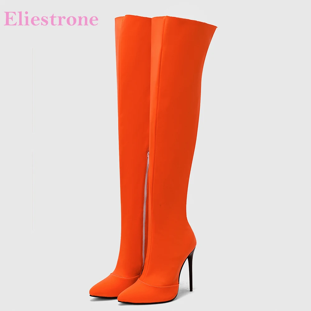 新作冬用グラマーオレンジイエロー レディースニーハイブーツ  - Winter Clothing For Women のレビューと価格