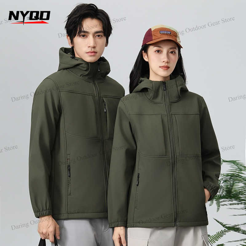 ユニセックスソフトシェルジャケット防風ルーズカップルコート単 - Windproof Jacket Softshell のレビューと価格