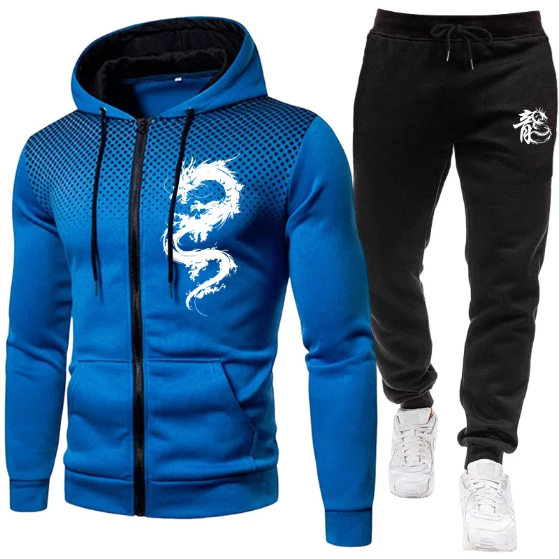 メンズパリドラゴン柄ファッションプリントセットアップ ツーピ - Winter Clothing For のレビューと価格