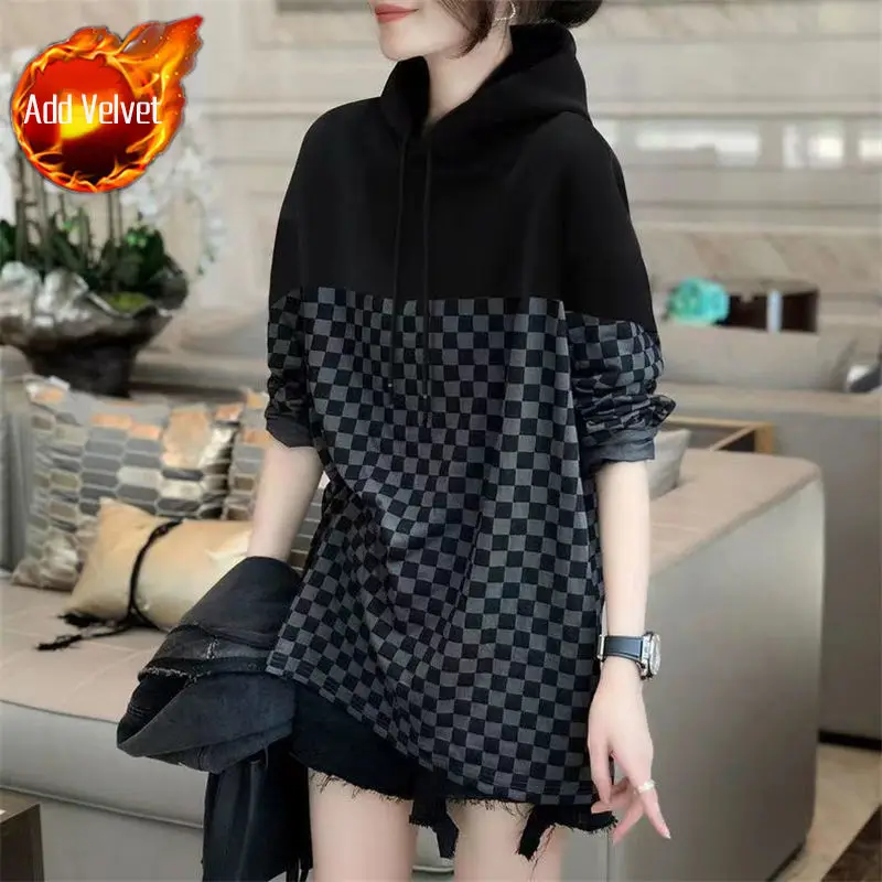 女性用フード付きバギースウェットシャツ,ヴィンテージトップ, - Winter Clothing Essentials For Women のレビューと価格