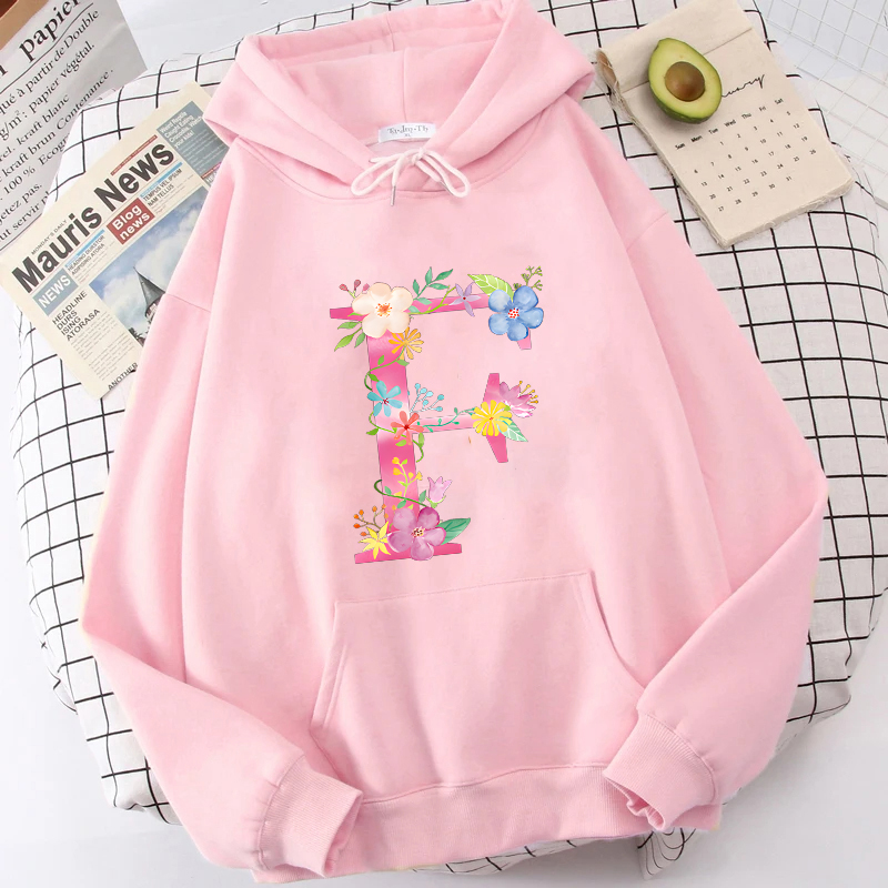 女性のための文字がプリントされたパーカー,ピンクの花,カジュ - Winter Clothing Essentials For Women のレビューと価格