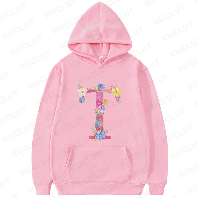 女性のための文字がプリントされたパーカー,ピンクの花,カジュ - Winter Clothing Essentials For Women のレビューと価格
