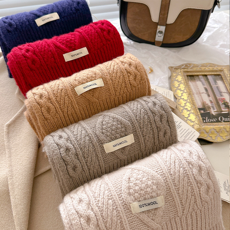 高級 100% ウールスカーフ女性メンズ厚いケーブルニットラ - Cashmere Scarf Wrap のレビューと価格