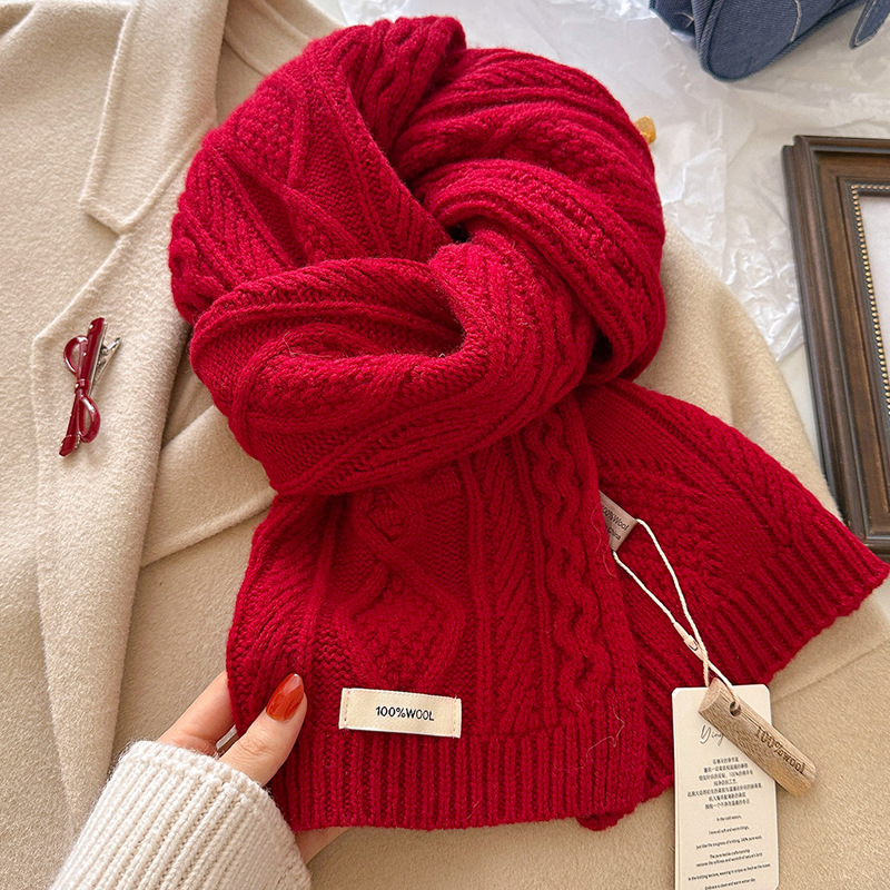 高級 100% ウールスカーフ女性メンズ厚いケーブルニットラ - Cashmere Scarf Wrap のレビューと価格