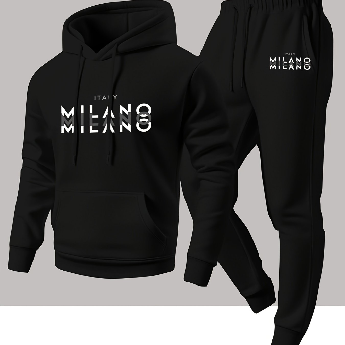 トレンディなメンズイタリアンミラノレターパターンフード付きス - Winter Clothing For のレビューと価格