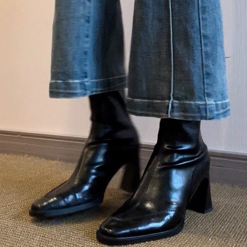 ハイヒールの女性のアンクルブーツファッション分厚いエレガント - Winter Clothing For Women のレビューと価格